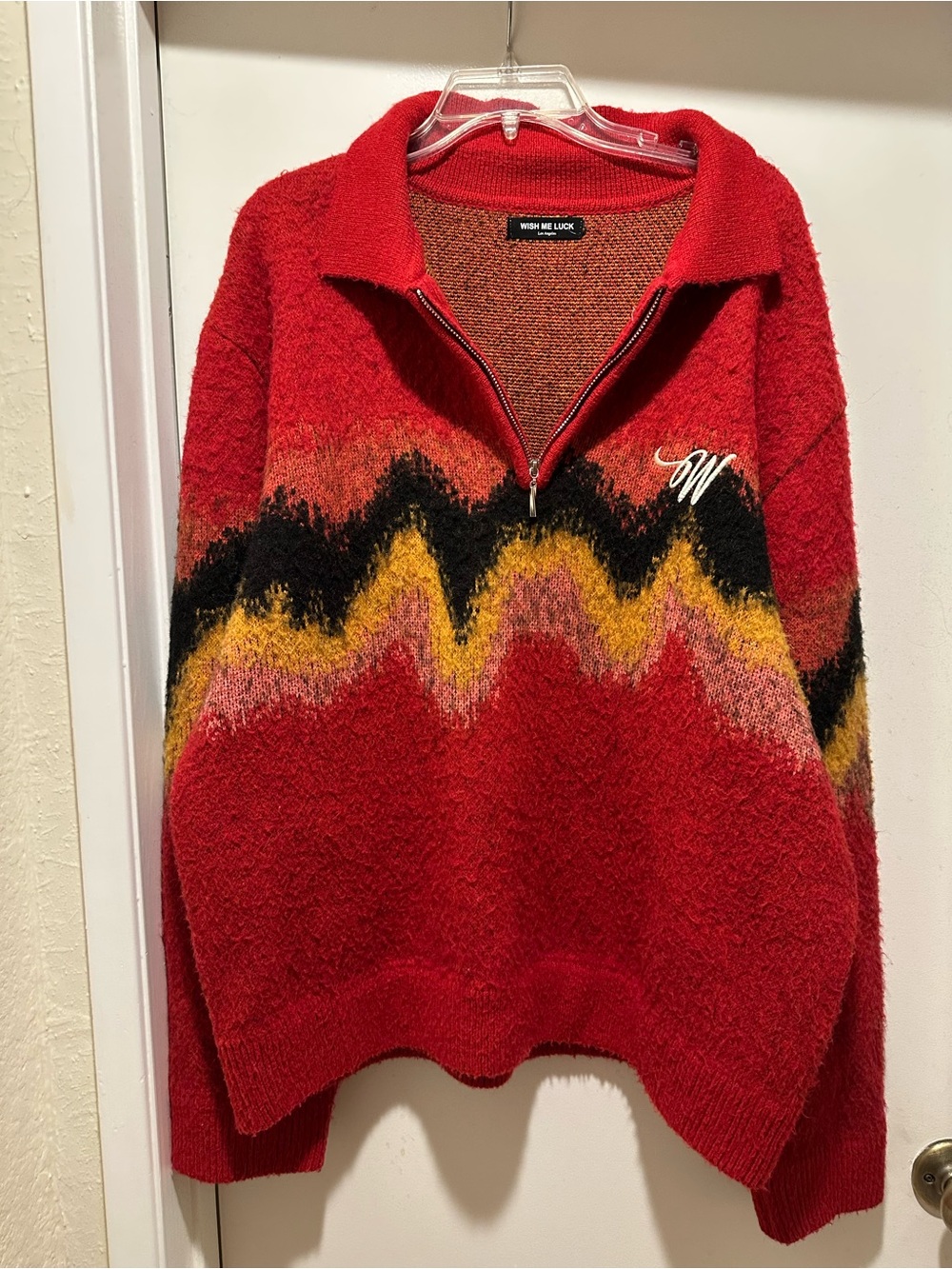 Wish Me Luck To Dye for Heavy Weight Quarter Zip Mohair Sweater Size XL
